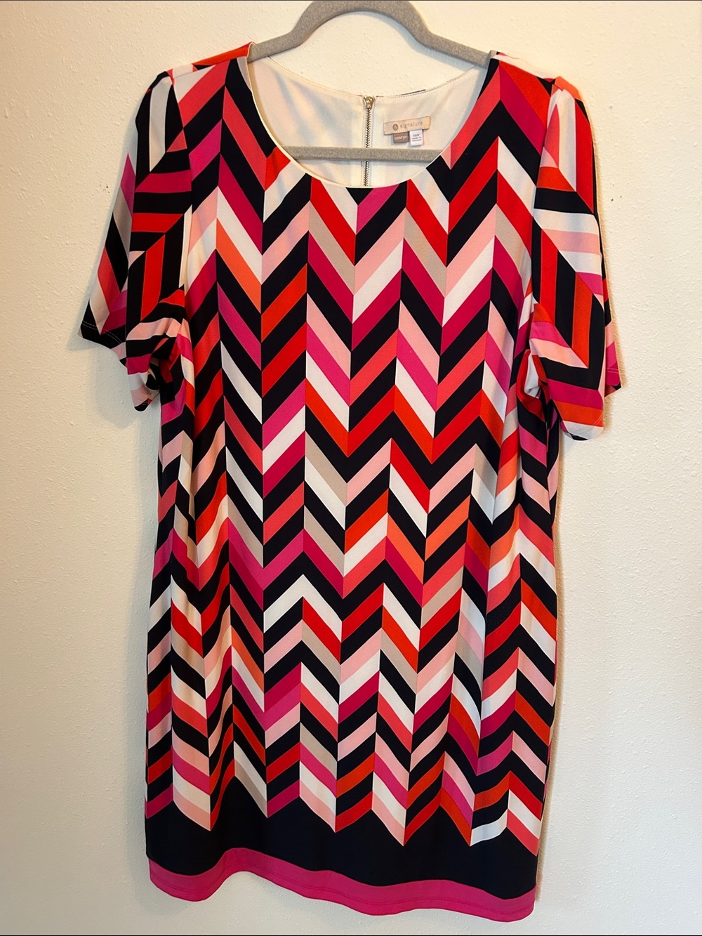 Signature Chevron Dress in Pink, Red, Black & White